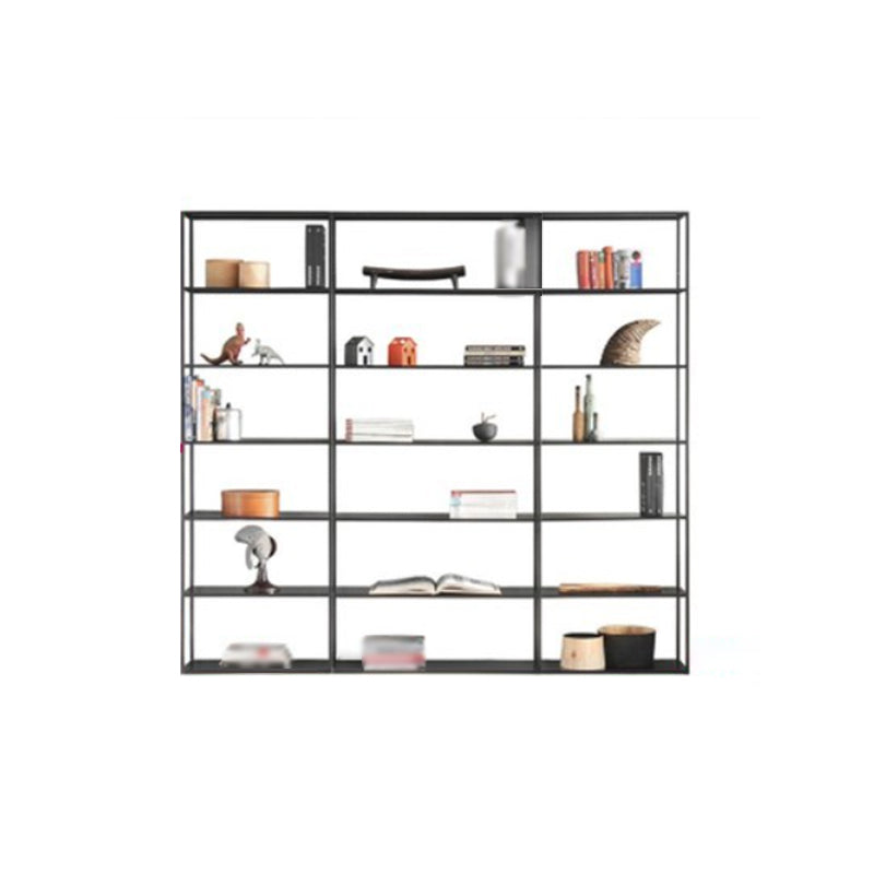 Minimalist Style Open Shelf Bookcase with Rectangular Shelve Black 78.7"L x 9.8"W x 70.9"H Clearhalo 'Bookcases' 'Furniture' 'furniture_bookcases' 'kitchen' 'kitchen_bookcases' 'Living Room Furniture' 'Office Furniture' 4669672