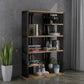 Industrial Style Bookshelf Open Shelf Vertical Metal Shelf with Rectangular Shelves Natural 31.5"L x 11.8"W x 65"H Clearhalo 'Bookcases' 'Furniture' 'furniture_bookcases' 'kitchen' 'kitchen_bookcases' 'Living Room Furniture' 'Office Furniture' 4669708