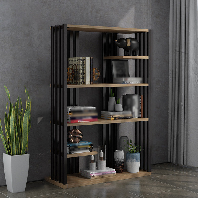 Industrial Style Bookshelf Open Shelf Vertical Metal Shelf with Rectangular Shelves Natural 31.5"L x 11.8"W x 65"H Clearhalo 'Bookcases' 'Furniture' 'furniture_bookcases' 'kitchen' 'kitchen_bookcases' 'Living Room Furniture' 'Office Furniture' 4669708