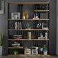 Industrial Style Bookshelf Open Shelf Vertical Metal Shelf with Rectangular Shelves Natural 55"L x 12"W x 79"H Clearhalo 'Bookcases' 'Furniture' 'furniture_bookcases' 'kitchen' 'kitchen_bookcases' 'Living Room Furniture' 'Office Furniture' 4669709
