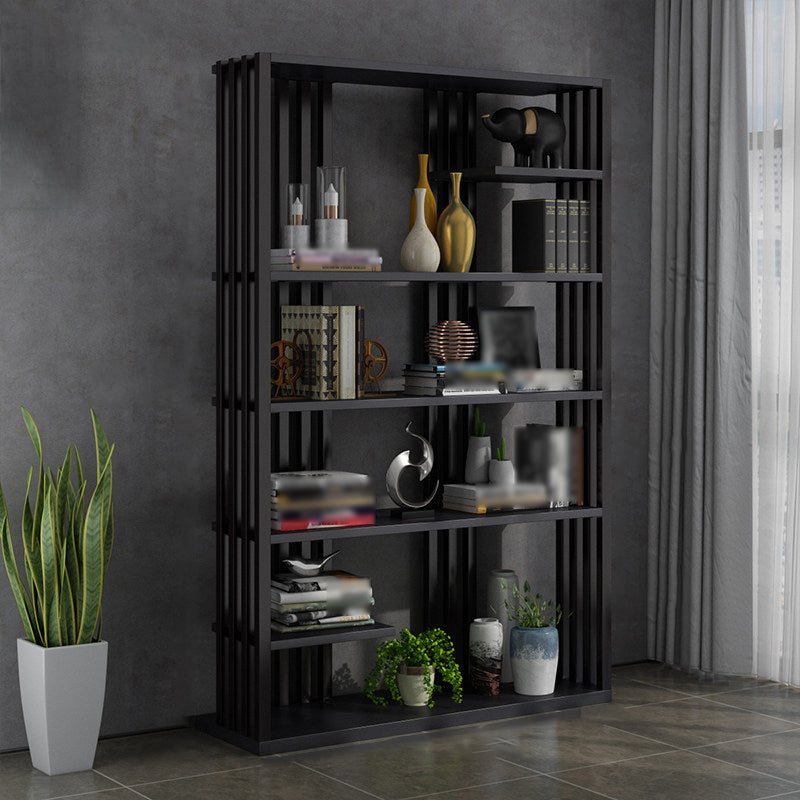 Industrial Style Bookshelf Open Shelf Vertical Metal Shelf with Rectangular Shelves Black 39"L x 12"W x 79"H Clearhalo 'Bookcases' 'Furniture' 'furniture_bookcases' 'kitchen' 'kitchen_bookcases' 'Living Room Furniture' 'Office Furniture' 4669726