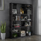 Industrial Style Bookshelf Open Shelf Vertical Metal Shelf with Rectangular Shelves Black 47"L x 12"W x 79"H Clearhalo 'Bookcases' 'Furniture' 'furniture_bookcases' 'kitchen' 'kitchen_bookcases' 'Living Room Furniture' 'Office Furniture' 4669728