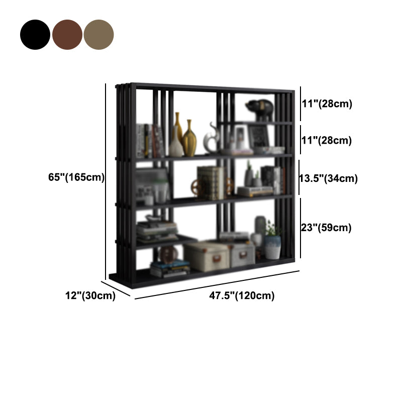 Industrial Style Bookshelf Open Shelf Vertical Metal Shelf with Rectangular Shelves Clearhalo 'Bookcases' 'Furniture' 'furniture_bookcases' 'kitchen' 'kitchen_bookcases' 'Living Room Furniture' 'Office Furniture' 4669739