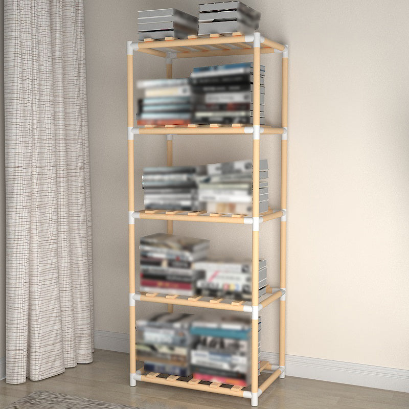 Contemporary Style Bookshelf Open Back Solid Wood in Natural Book Shelf Clearhalo 'Bookcases' 'Furniture' 'furniture_bookcases' 'kitchen' 'kitchen_bookcases' 'Living Room Furniture' 'Office Furniture' 4669740
