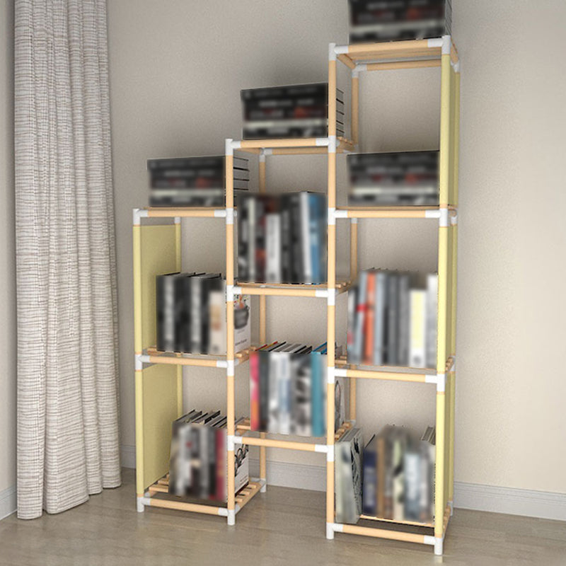 Contemporary Style Bookshelf Open Back Solid Wood in Natural Book Shelf 32.3"L x 9.4"W x 47.2"H Clearhalo 'Bookcases' 'Furniture' 'furniture_bookcases' 'kitchen' 'kitchen_bookcases' 'Living Room Furniture' 'Office Furniture' 4669741