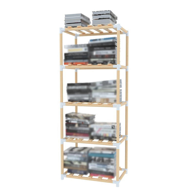 Contemporary Style Bookshelf Open Back Solid Wood in Natural Book Shelf 16.9"L x 11.4"W x 39.4"H Clearhalo 'Bookcases' 'Furniture' 'furniture_bookcases' 'kitchen' 'kitchen_bookcases' 'Living Room Furniture' 'Office Furniture' 4669744