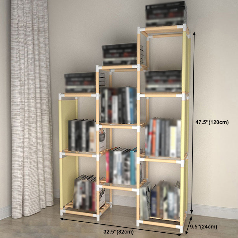Contemporary Style Bookshelf Open Back Solid Wood in Natural Book Shelf Clearhalo 'Bookcases' 'Furniture' 'furniture_bookcases' 'kitchen' 'kitchen_bookcases' 'Living Room Furniture' 'Office Furniture' 4669750