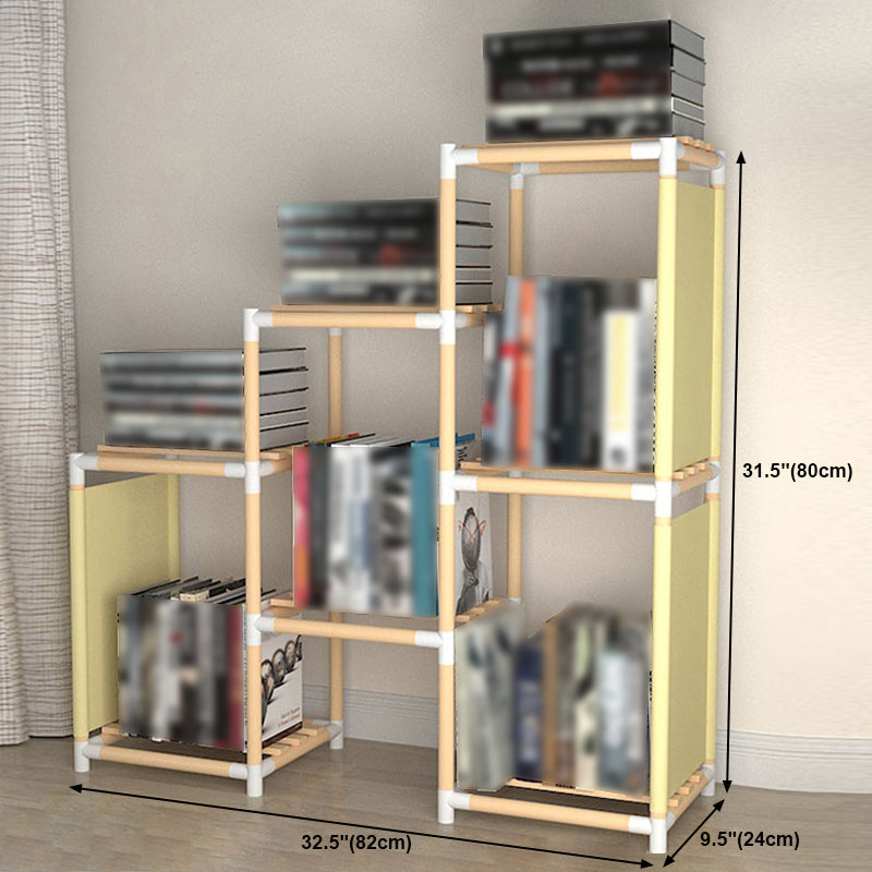 Contemporary Style Bookshelf Open Back Solid Wood in Natural Book Shelf Clearhalo 'Bookcases' 'Furniture' 'furniture_bookcases' 'kitchen' 'kitchen_bookcases' 'Living Room Furniture' 'Office Furniture' 4669751