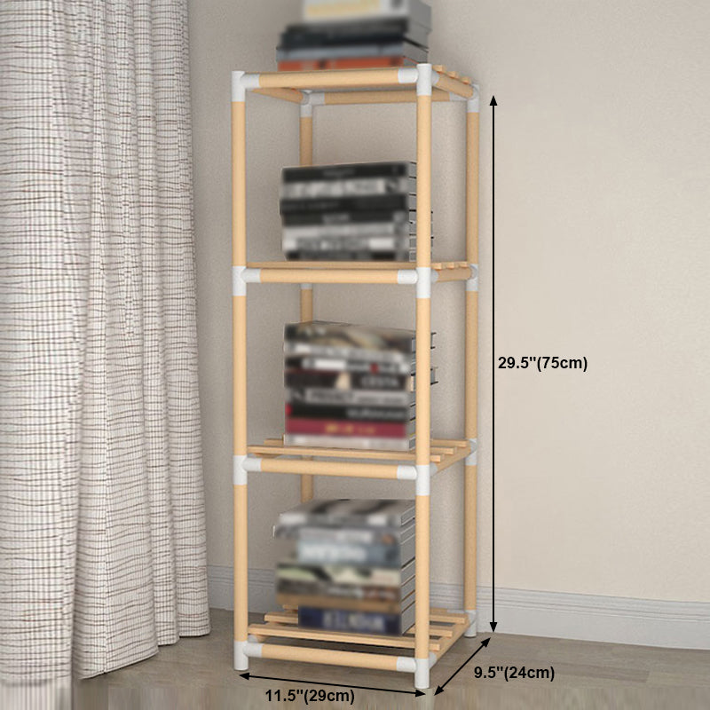 Contemporary Style Bookshelf Open Back Solid Wood in Natural Book Shelf Clearhalo 'Bookcases' 'Furniture' 'furniture_bookcases' 'kitchen' 'kitchen_bookcases' 'Living Room Furniture' 'Office Furniture' 4669752