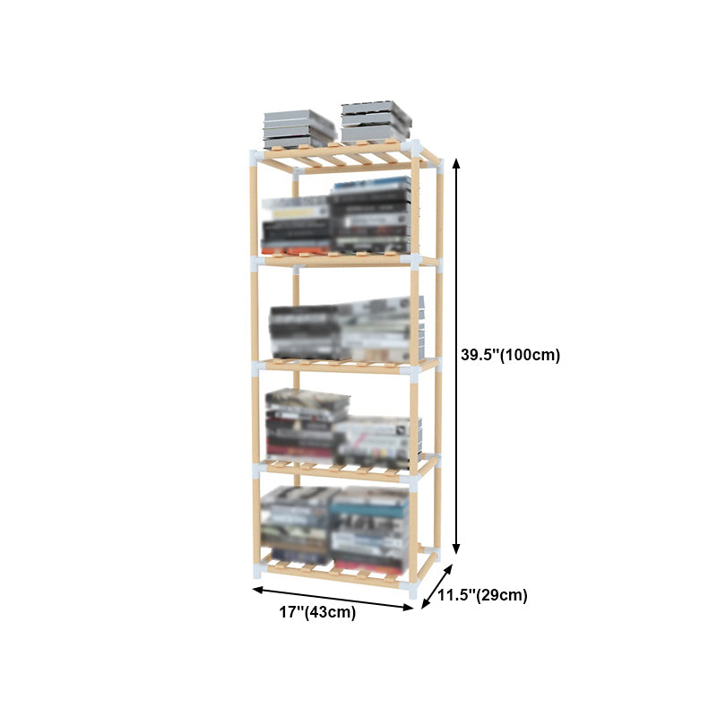 Contemporary Style Bookshelf Open Back Solid Wood in Natural Book Shelf Clearhalo 'Bookcases' 'Furniture' 'furniture_bookcases' 'kitchen' 'kitchen_bookcases' 'Living Room Furniture' 'Office Furniture' 4669753
