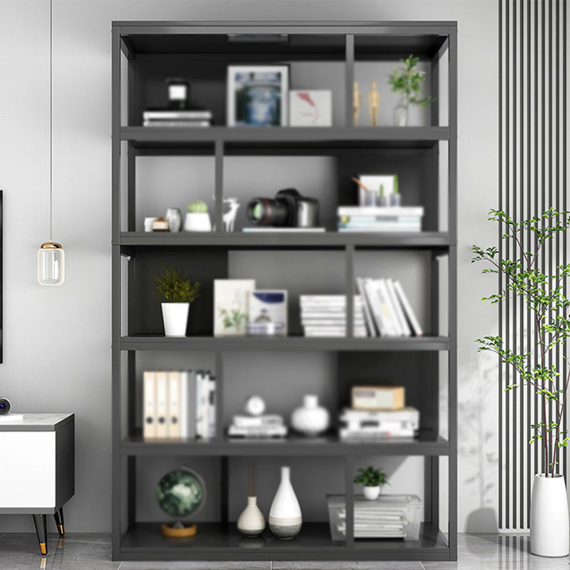 Industrial Metal Etagere Bookcase Open Back Bookshelf for Home Office Black 39.4"L x 11.8"W x 70.1"H Clearhalo 'Bookcases' 'Furniture' 'furniture_bookcases' 'kitchen' 'kitchen_bookcases' 'Living Room Furniture' 'Office Furniture' 4669790