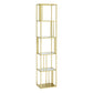 4-Shelf Modern Open Etagere Bookshelf with Iron Frame Glass Shelf Gold 19.7"L x 11.8"W x 78.7"H Clearhalo 'Bookcases' 'Furniture' 'furniture_bookcases' 'kitchen' 'kitchen_bookcases' 'Living Room Furniture' 'Office Furniture' 4669835