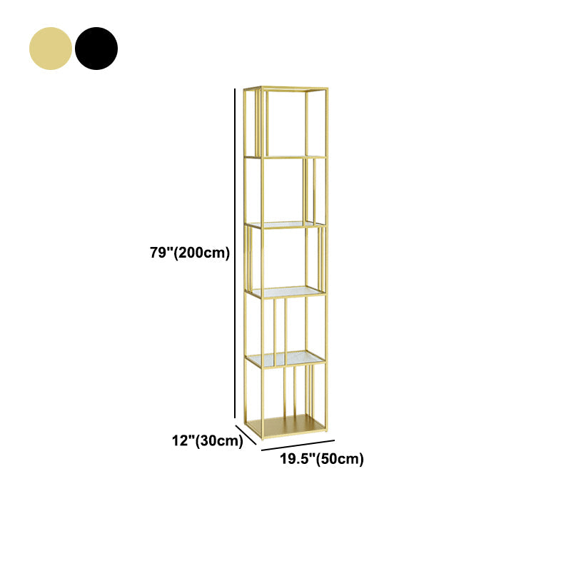 4-Shelf Modern Open Etagere Bookshelf with Iron Frame Glass Shelf Clearhalo 'Bookcases' 'Furniture' 'furniture_bookcases' 'kitchen' 'kitchen_bookcases' 'Living Room Furniture' 'Office Furniture' 4669842