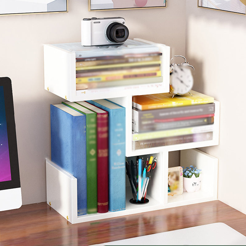 Contemporary Style Bookshelf Open Bookcase for Study Room and Home Office Off-White 13.4"L x 5.9"W x 14"H Clearhalo 'Bookcases' 'Furniture' 'furniture_bookcases' 'kitchen' 'kitchen_bookcases' 'Living Room Furniture' 'Office Furniture' 4669866