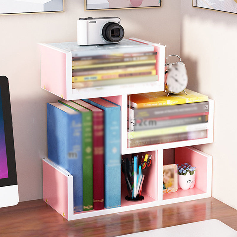 Contemporary Style Bookshelf Open Bookcase for Study Room and Home Office Pink 13.4"L x 5.9"W x 14"H Clearhalo 'Bookcases' 'Furniture' 'furniture_bookcases' 'kitchen' 'kitchen_bookcases' 'Living Room Furniture' 'Office Furniture' 4669870