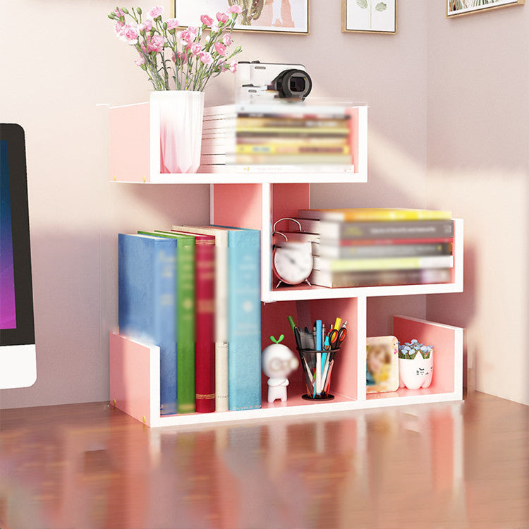 Contemporary Style Bookshelf Open Bookcase for Study Room and Home Office Pink 15.7"L x 6.7"W x 15"H Clearhalo 'Bookcases' 'Furniture' 'furniture_bookcases' 'kitchen' 'kitchen_bookcases' 'Living Room Furniture' 'Office Furniture' 4669880