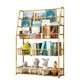 Modern Style Metal Bookshelf Ladder Open Shelf Bookcase for Study Room Gold 29.5"L x 9.8"W x 43.3"H Clearhalo 'Bookcases' 'Furniture' 'furniture_bookcases' 'kitchen' 'kitchen_bookcases' 'Living Room Furniture' 'Office Furniture' 4669892