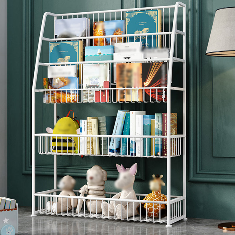 Modern Style Metal Bookshelf Ladder Open Shelf Bookcase for Study Room White 29.5"L x 9.8"W x 43.3"H Clearhalo 'Bookcases' 'Furniture' 'furniture_bookcases' 'kitchen' 'kitchen_bookcases' 'Living Room Furniture' 'Office Furniture' 4669895