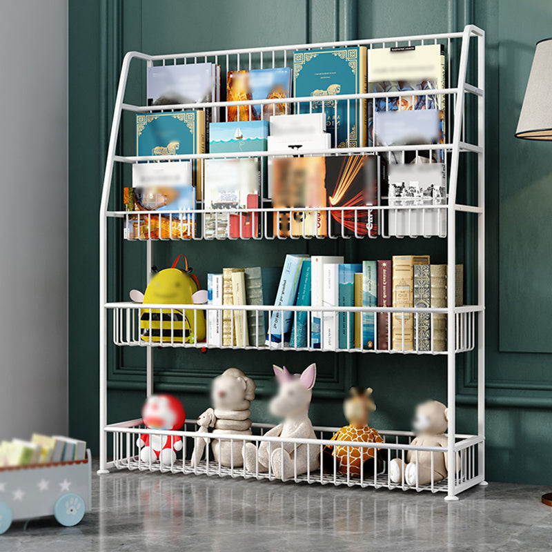 Modern Style Metal Bookshelf Ladder Open Shelf Bookcase for Study Room White 37.4"L x 9.8"W x 43.3"H Clearhalo 'Bookcases' 'Furniture' 'furniture_bookcases' 'kitchen' 'kitchen_bookcases' 'Living Room Furniture' 'Office Furniture' 4669896