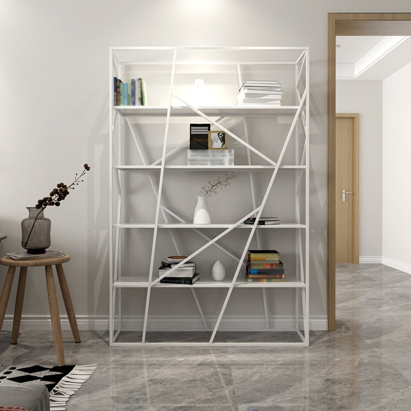 Open Metal Etagere Bookcase Contemporary Rectangular Shelf Bookcase White 55.1"L x 11.8"W x 70.9"H Clearhalo 'Bookcases' 'Furniture' 'furniture_bookcases' 'kitchen' 'kitchen_bookcases' 'Living Room Furniture' 'Office Furniture' 4669901