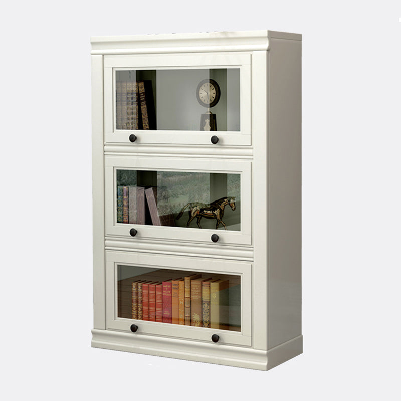 Wooden Barrister Bookcase Modern Closed Back Bookcase for Home Office White 31.5"L x 12.8"W x 47.6"H Clearhalo 'Bookcases' 'Furniture' 'furniture_bookcases' 'kitchen' 'kitchen_bookcases' 'Living Room Furniture' 'Office Furniture' 4669942