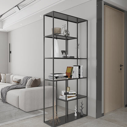 Minimalist Open Metal Etagere Bookcase with Rectangular Shelves Bookcase Black 35.4"L x 11.8"W x 78.7"H Clearhalo 'Bookcases' 'Furniture' 'furniture_bookcases' 'kitchen' 'kitchen_bookcases' 'Living Room Furniture' 'Office Furniture' 4669958