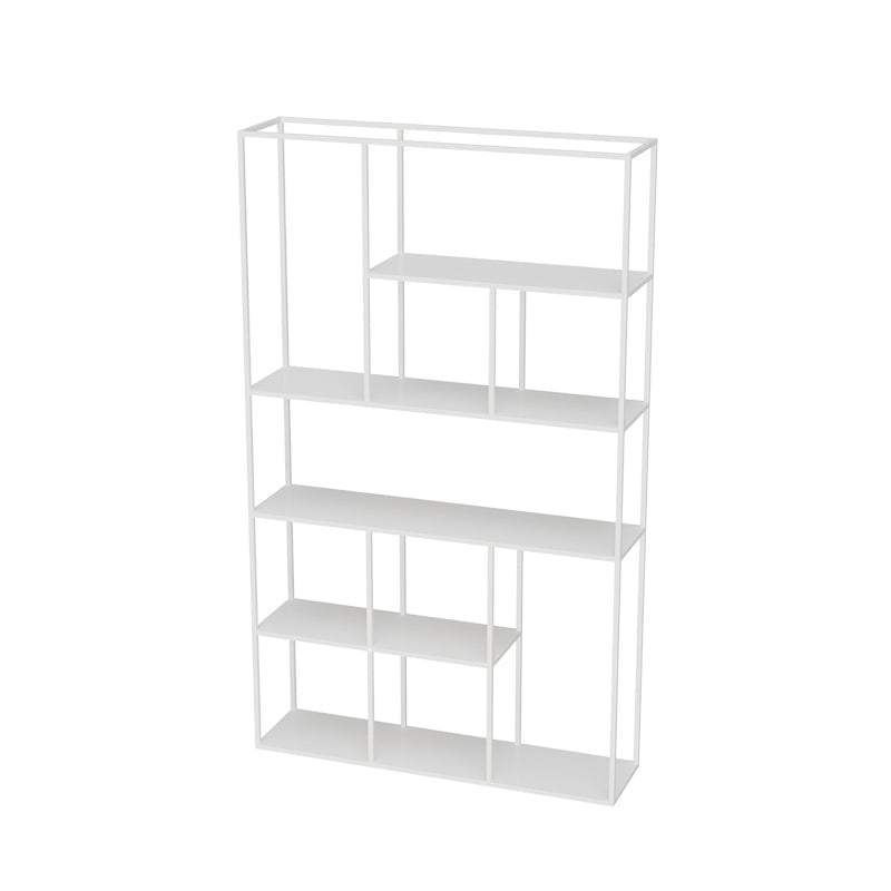 Minimalist Open Metal Etagere Bookcase with Rectangular Shelves Bookcase White 47"L x 12"W x 79"H Clearhalo 'Bookcases' 'Furniture' 'furniture_bookcases' 'kitchen' 'kitchen_bookcases' 'Living Room Furniture' 'Office Furniture' 4669965