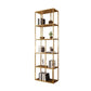 Modern Style Metal Bookshelf Open Shelf Bookcase for Study Room Gold 19.7"L x 9.8"W x 70.9"H Clearhalo 'Bookcases' 'Furniture' 'furniture_bookcases' 'kitchen' 'kitchen_bookcases' 'Living Room Furniture' 'Office Furniture' 4669977