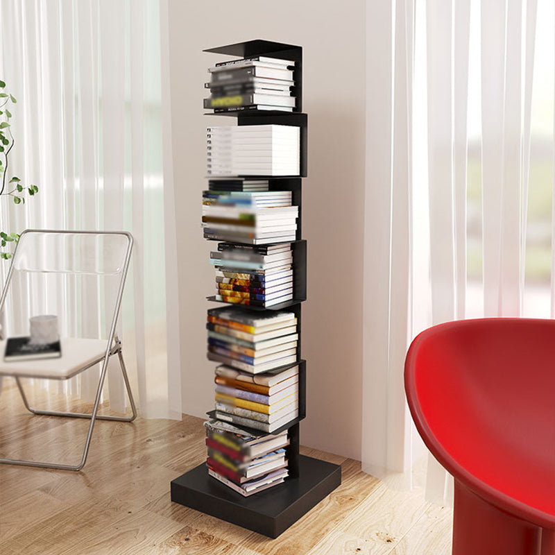 Modern Stainless Steel Bookshelf Vertical Shelf Bookcase for Study Room 13.8"L x 13.8"W x 49.6"H Black Clearhalo 'Bookcases' 'furn' 'furn_bookcases' 'Furniture' 'furniture_bookcases' 'kitchen' 'kitchen_bookcases' 'Living Room Furniture' 'Office Furniture' 4670088