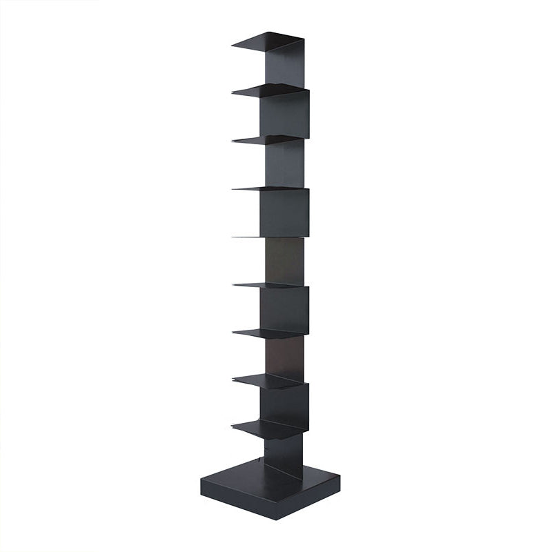 Modern Stainless Steel Bookshelf Vertical Shelf Bookcase for Study Room 13.8"L x 13.8"W x 63.4"H Black Clearhalo 'Bookcases' 'furn' 'furn_bookcases' 'Furniture' 'furniture_bookcases' 'kitchen' 'kitchen_bookcases' 'Living Room Furniture' 'Office Furniture' 4670098