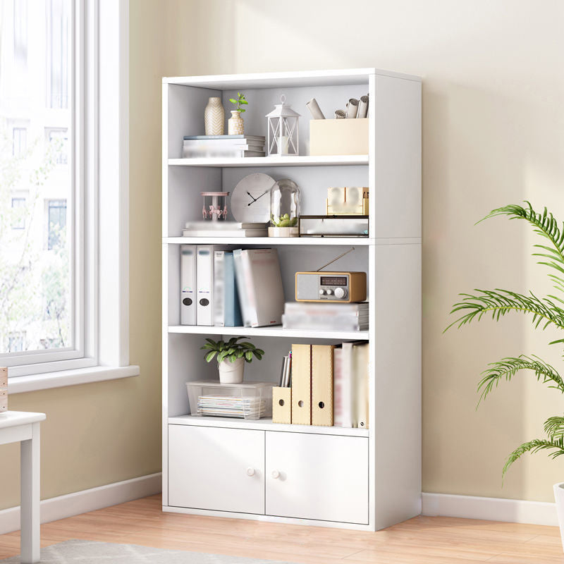 Manufactured Wood Standard Bookcase Contemporary Bookcase With Doors 23.6"L x 9.4"W x 53.5"H White Clearhalo 'Bookcases' 'furn' 'furn_bookcases' 'Furniture' 'furniture_bookcases' 'kitchen' 'kitchen_bookcases' 'Living Room Furniture' 'Office Furniture' 4670164