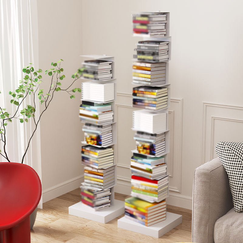 Modern Corner Vertical Bookshelf White and Black Closed Back Bookshelf Clearhalo 'Bookcases' 'furn' 'furn_bookcases' 'Furniture' 'furniture_bookcases' 'kitchen' 'kitchen_bookcases' 'Living Room Furniture' 'Office Furniture' 4670237