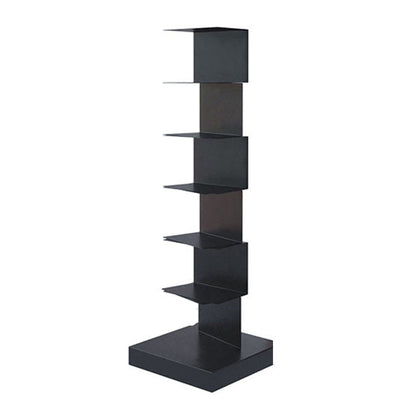 Modern Corner Vertical Bookshelf White and Black Closed Back Bookshelf 13.8"L x 13.8"W x 42.9"H Black Clearhalo 'Bookcases' 'furn' 'furn_bookcases' 'Furniture' 'furniture_bookcases' 'kitchen' 'kitchen_bookcases' 'Living Room Furniture' 'Office Furniture' 4670238