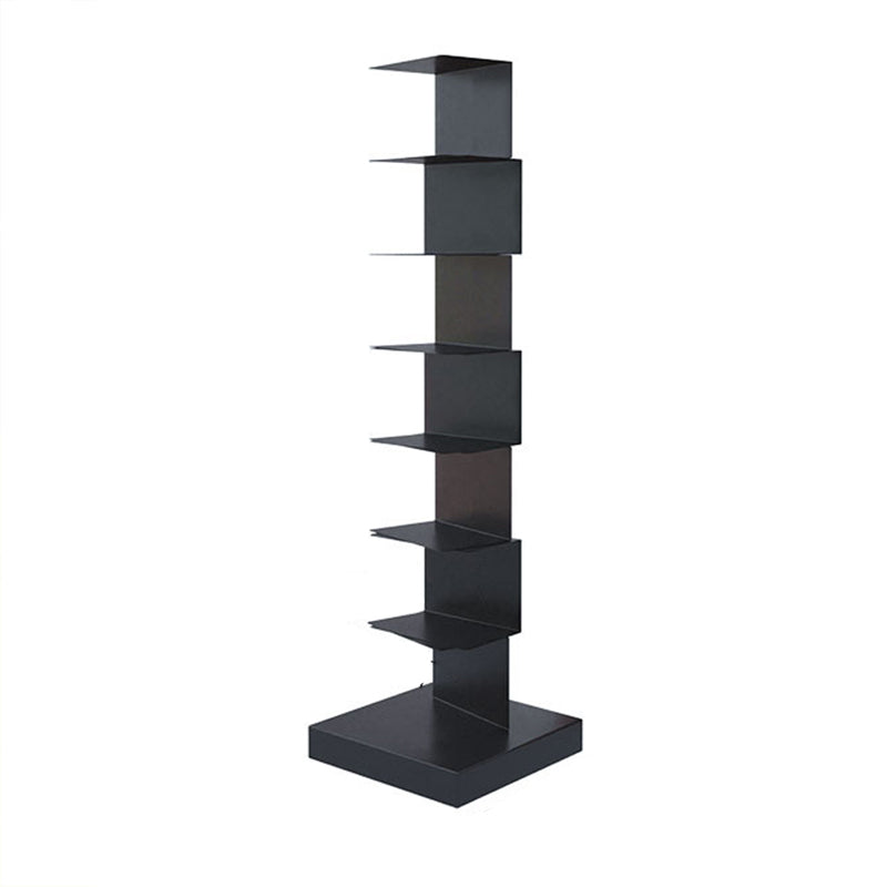 Modern Corner Vertical Bookshelf White and Black Closed Back Bookshelf 13.8"L x 13.8"W x 49.6"H Black Clearhalo 'Bookcases' 'furn' 'furn_bookcases' 'Furniture' 'furniture_bookcases' 'kitchen' 'kitchen_bookcases' 'Living Room Furniture' 'Office Furniture' 4670239