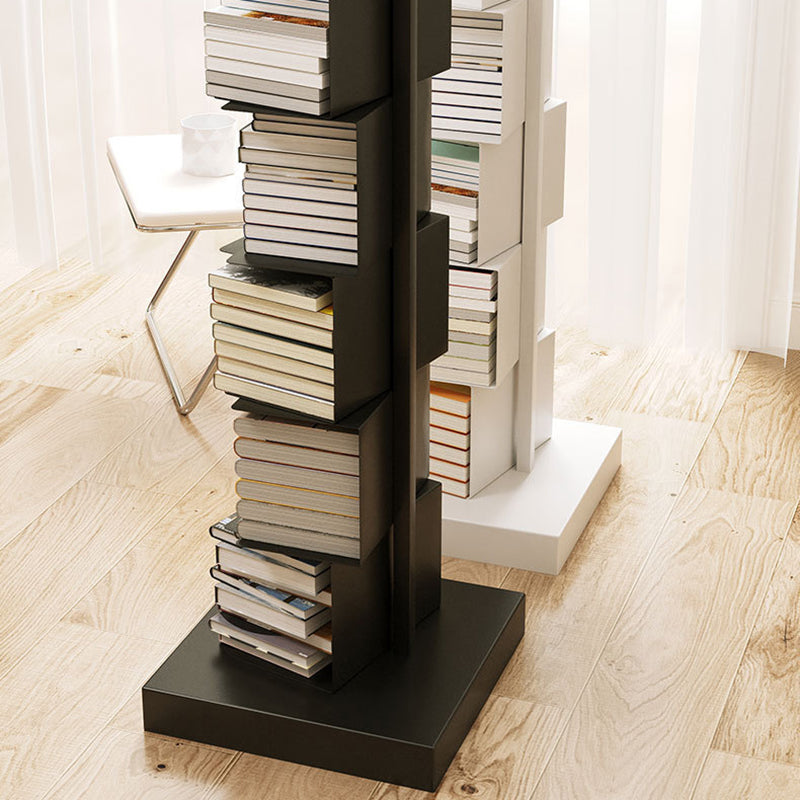 Modern Corner Vertical Bookshelf White and Black Closed Back Bookshelf Clearhalo 'Bookcases' 'furn' 'furn_bookcases' 'Furniture' 'furniture_bookcases' 'kitchen' 'kitchen_bookcases' 'Living Room Furniture' 'Office Furniture' 4670249