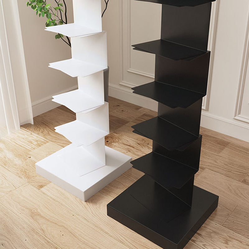Modern Corner Vertical Bookshelf White and Black Closed Back Bookshelf Clearhalo 'Bookcases' 'furn' 'furn_bookcases' 'Furniture' 'furniture_bookcases' 'kitchen' 'kitchen_bookcases' 'Living Room Furniture' 'Office Furniture' 4670250