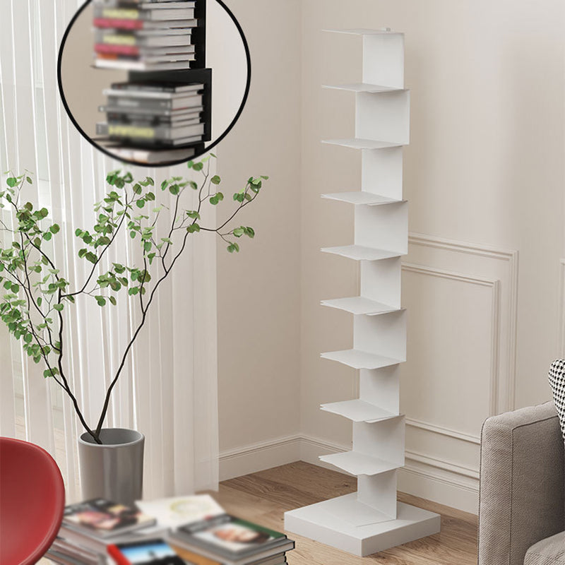 Modern Corner Vertical Bookshelf White and Black Closed Back Bookshelf Clearhalo 'Bookcases' 'furn' 'furn_bookcases' 'Furniture' 'furniture_bookcases' 'kitchen' 'kitchen_bookcases' 'Living Room Furniture' 'Office Furniture' 4670257