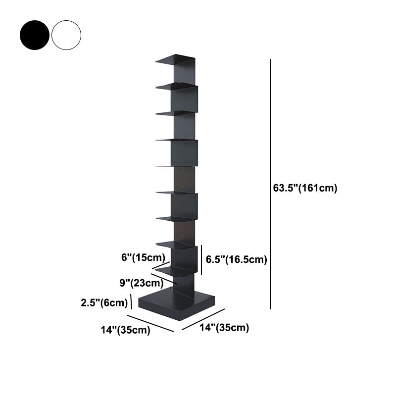 Modern Corner Vertical Bookshelf White and Black Closed Back Bookshelf Clearhalo 'Bookcases' 'furn' 'furn_bookcases' 'Furniture' 'furniture_bookcases' 'kitchen' 'kitchen_bookcases' 'Living Room Furniture' 'Office Furniture' 4670261