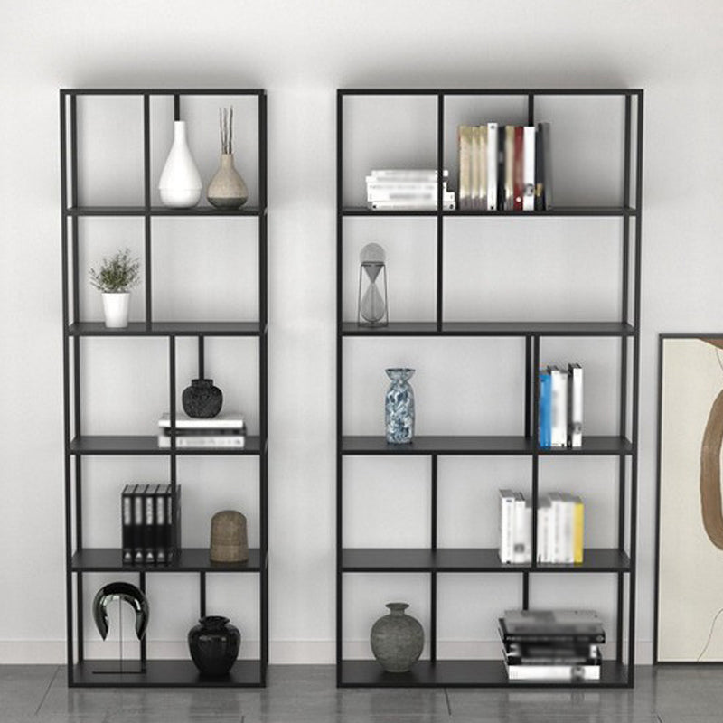 4-Shelf Black Etagere Bookshelf Contemporary Open Iron Frame and Shelf Clearhalo 'Bookcases' 'furn' 'furn_bookcases' 'Furniture' 'furniture_bookcases' 'kitchen' 'kitchen_bookcases' 'Living Room Furniture' 'Office Furniture' 4670266
