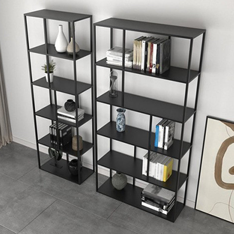 4-Shelf Black Etagere Bookshelf Contemporary Open Iron Frame and Shelf Clearhalo 'Bookcases' 'furn' 'furn_bookcases' 'Furniture' 'furniture_bookcases' 'kitchen' 'kitchen_bookcases' 'Living Room Furniture' 'Office Furniture' 4670267