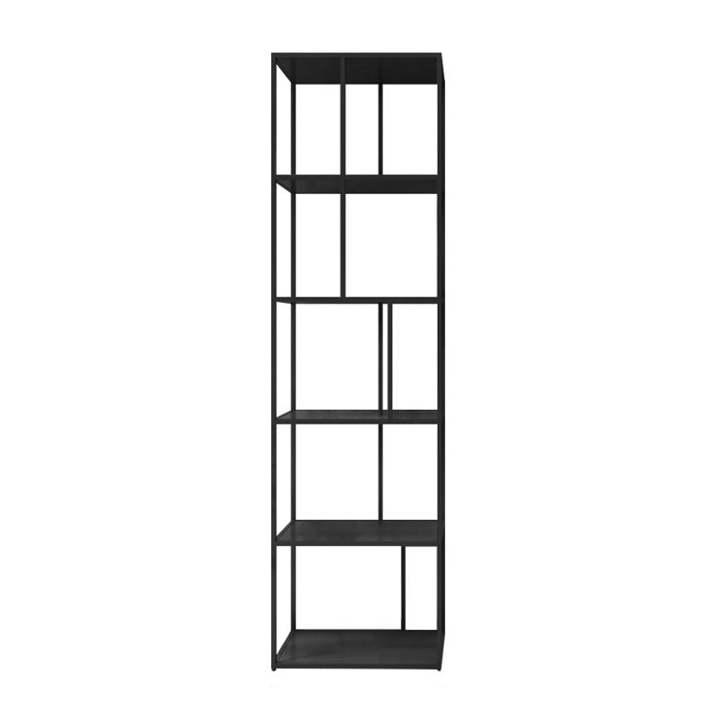4-Shelf Black Etagere Bookshelf Contemporary Open Iron Frame and Shelf 24"L x 10"W x 71"H Clearhalo 'Bookcases' 'furn' 'furn_bookcases' 'Furniture' 'furniture_bookcases' 'kitchen' 'kitchen_bookcases' 'Living Room Furniture' 'Office Furniture' 4670271