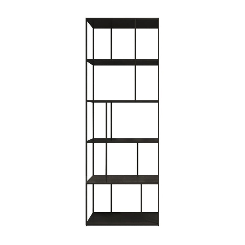 4-Shelf Black Etagere Bookshelf Contemporary Open Iron Frame and Shelf 39"L x 10"W x 71"H Clearhalo 'Bookcases' 'furn' 'furn_bookcases' 'Furniture' 'furniture_bookcases' 'kitchen' 'kitchen_bookcases' 'Living Room Furniture' 'Office Furniture' 4670273
