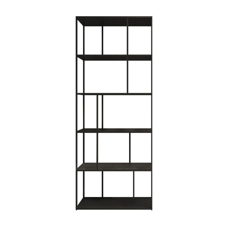 4-Shelf Black Etagere Bookshelf Contemporary Open Iron Frame and Shelf 47"L x 10"W x 71"H Clearhalo 'Bookcases' 'furn' 'furn_bookcases' 'Furniture' 'furniture_bookcases' 'kitchen' 'kitchen_bookcases' 'Living Room Furniture' 'Office Furniture' 4670274