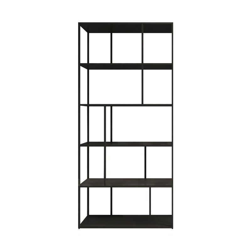 4-Shelf Black Etagere Bookshelf Contemporary Open Iron Frame and Shelf 55"L x 10"W x 71"H Clearhalo 'Bookcases' 'furn' 'furn_bookcases' 'Furniture' 'furniture_bookcases' 'kitchen' 'kitchen_bookcases' 'Living Room Furniture' 'Office Furniture' 4670275