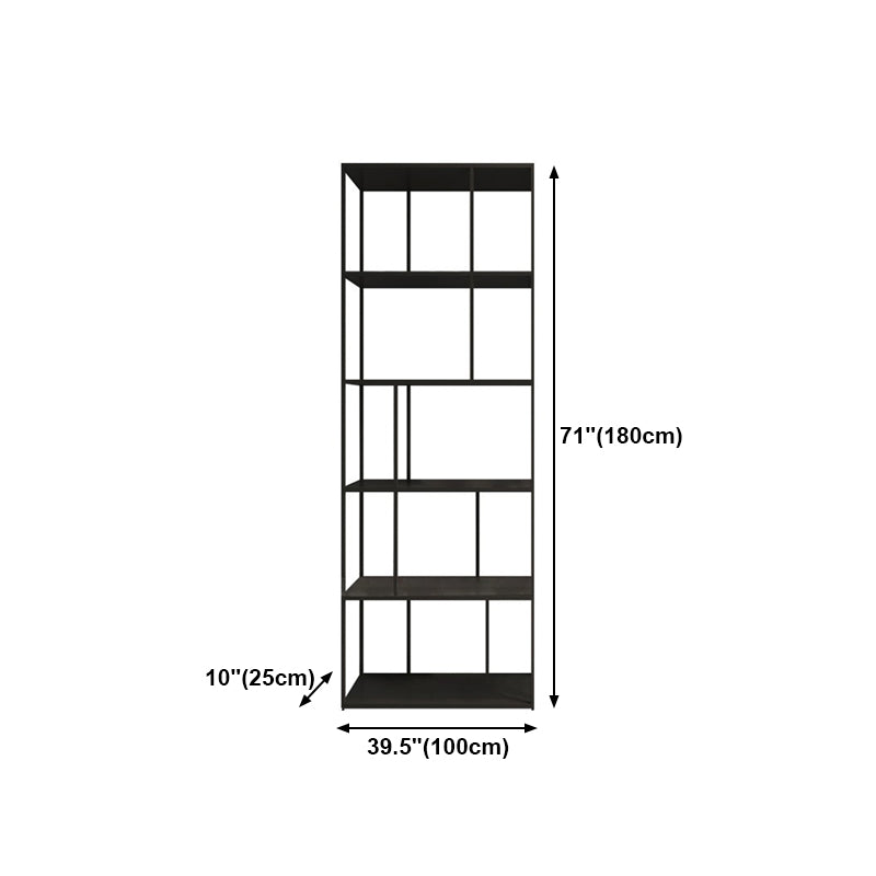 4-Shelf Black Etagere Bookshelf Contemporary Open Iron Frame and Shelf Clearhalo 'Bookcases' 'furn' 'furn_bookcases' 'Furniture' 'furniture_bookcases' 'kitchen' 'kitchen_bookcases' 'Living Room Furniture' 'Office Furniture' 4670278