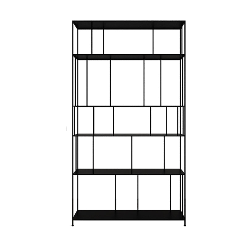 Open Metal Bookcase Modern Book Shelf with Rectangular Shelves 39.4"L x 11.8"W x 70.9"H Black Clearhalo 'Bookcases' 'furn' 'furn_bookcases' 'Furniture' 'furniture_bookcases' 'kitchen' 'kitchen_bookcases' 'Living Room Furniture' 'Office Furniture' 4670288