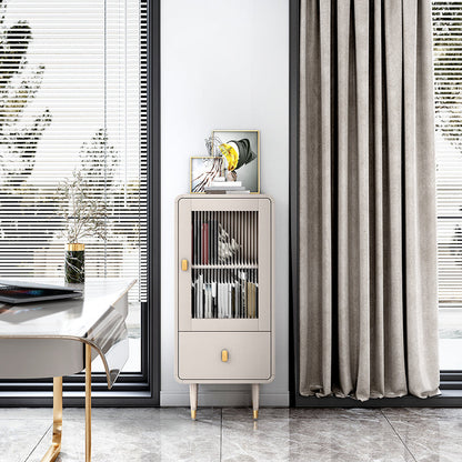 Modern Standard Bookcase Closed Back Bookshelf with Drawer and Door 18.9"L x 11.8"W x 41.8"H Gold Clearhalo 'Bookcases' 'furn' 'furn_bookcases' 'Furniture' 'furniture_bookcases' 'kitchen' 'kitchen_bookcases' 'Living Room Furniture' 'Office Furniture' 4670295