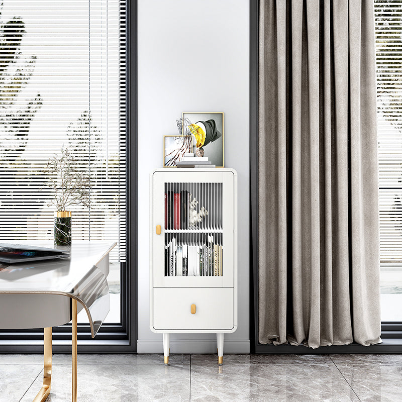 Modern Standard Bookcase Closed Back Bookshelf with Drawer and Door 18.9"L x 11.8"W x 41.8"H White Clearhalo 'Bookcases' 'furn' 'furn_bookcases' 'Furniture' 'furniture_bookcases' 'kitchen' 'kitchen_bookcases' 'Living Room Furniture' 'Office Furniture' 4670300