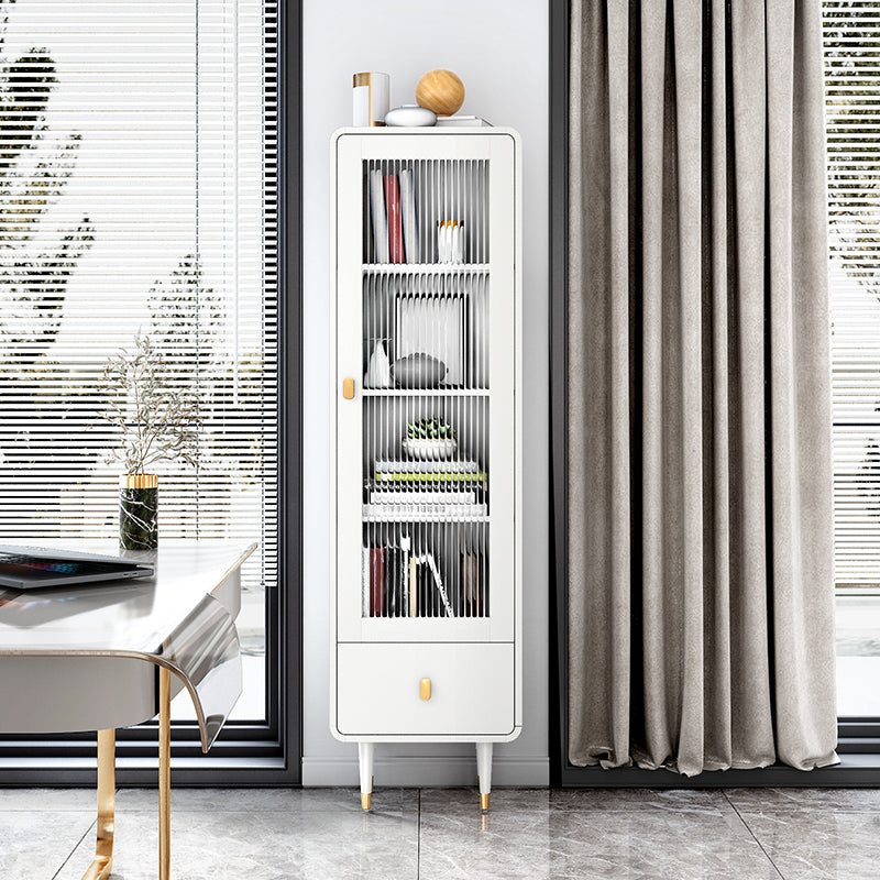 Modern Standard Bookcase Closed Back Bookshelf with Drawer and Door 18.9"L x 11.8"W x 67.4"H White Clearhalo 'Bookcases' 'furn' 'furn_bookcases' 'Furniture' 'furniture_bookcases' 'kitchen' 'kitchen_bookcases' 'Living Room Furniture' 'Office Furniture' 4670304