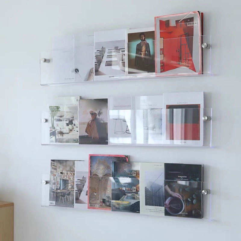 Contemporary Floating Clear Bookshelf Acrylic Closed Back Shelf for Home Office(Set of 2) Clearhalo 'Bookcases' 'furn' 'furn_bookcases' 'Furniture' 'furniture_bookcases' 'kitchen' 'kitchen_bookcases' 'Living Room Furniture' 'Office Furniture' 4670715